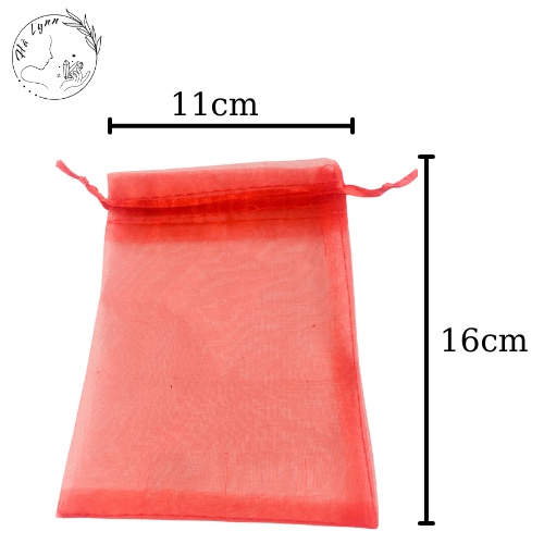 Set 10 túi voan đỏ size 11x16cm