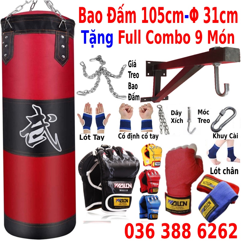 Vỏ bao cát đấm bốc boxing dày 3 lớp siêu bền bao cát người lớn trẻ em tập võ tặng fullcombo phụ kiện theo phân loại hàng