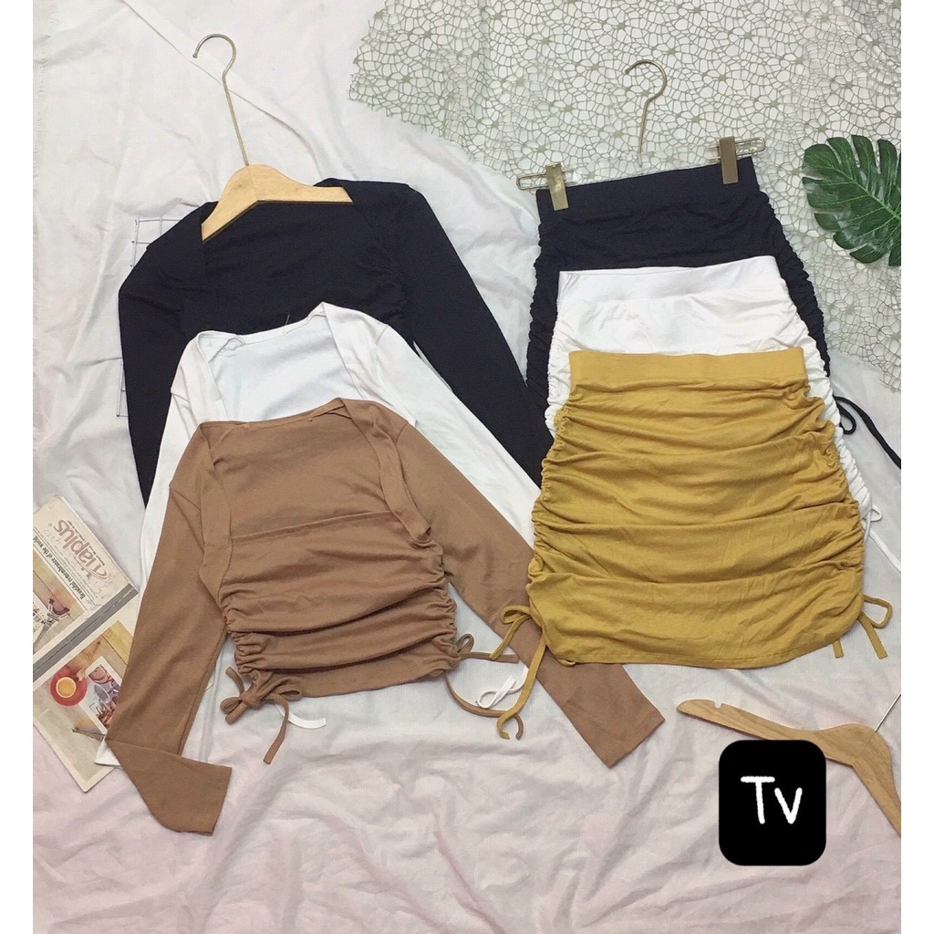 chân váy ngắn rút dây 2 bên hông xinh tv