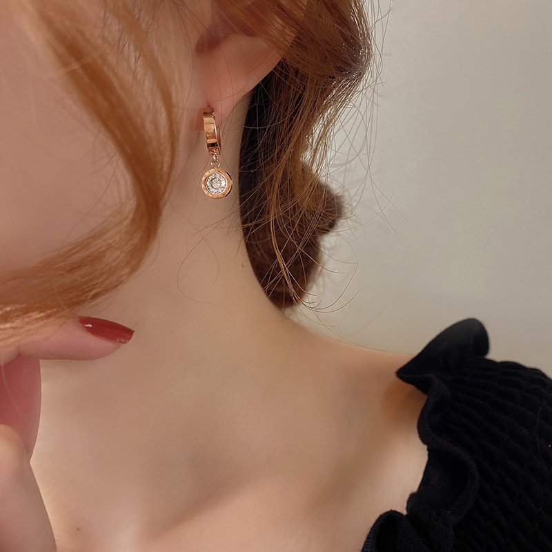 Khuyên Tai Thép Titan Đính Đá Pha Lê Thanh Lịch Dành Cho Nữ