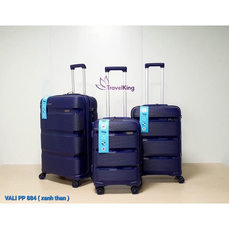 Vali travelking mã 884 siêu bền dc làm từ nhựa pp chống xước chống va đập đủ 3 Size