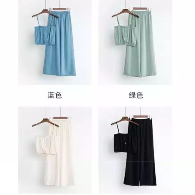 Set áo đen quần ống rộng | BigBuy360 - bigbuy360.vn