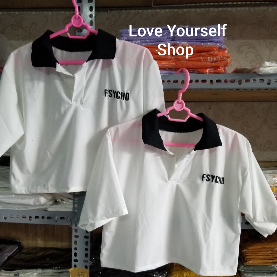 [Có ảnh thật] Áo croptop cổ bẻ thêu chữ | BigBuy360 - bigbuy360.vn