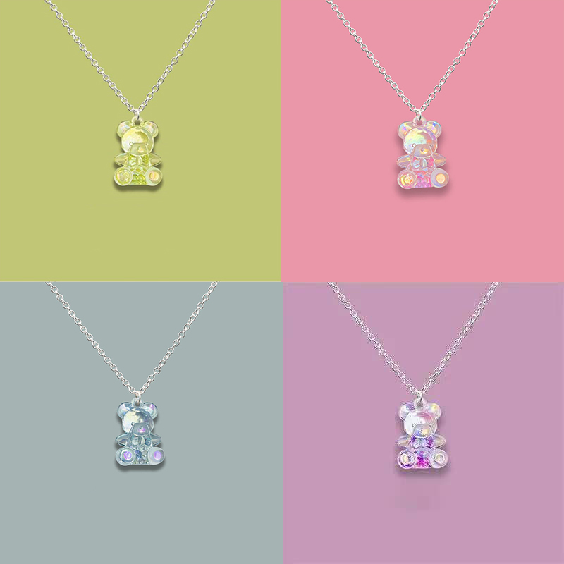 Vòng Cổ Candy Color Bear Necklace Pendant Necklace Fashion Women Gift Clothing Jewelry Accessories