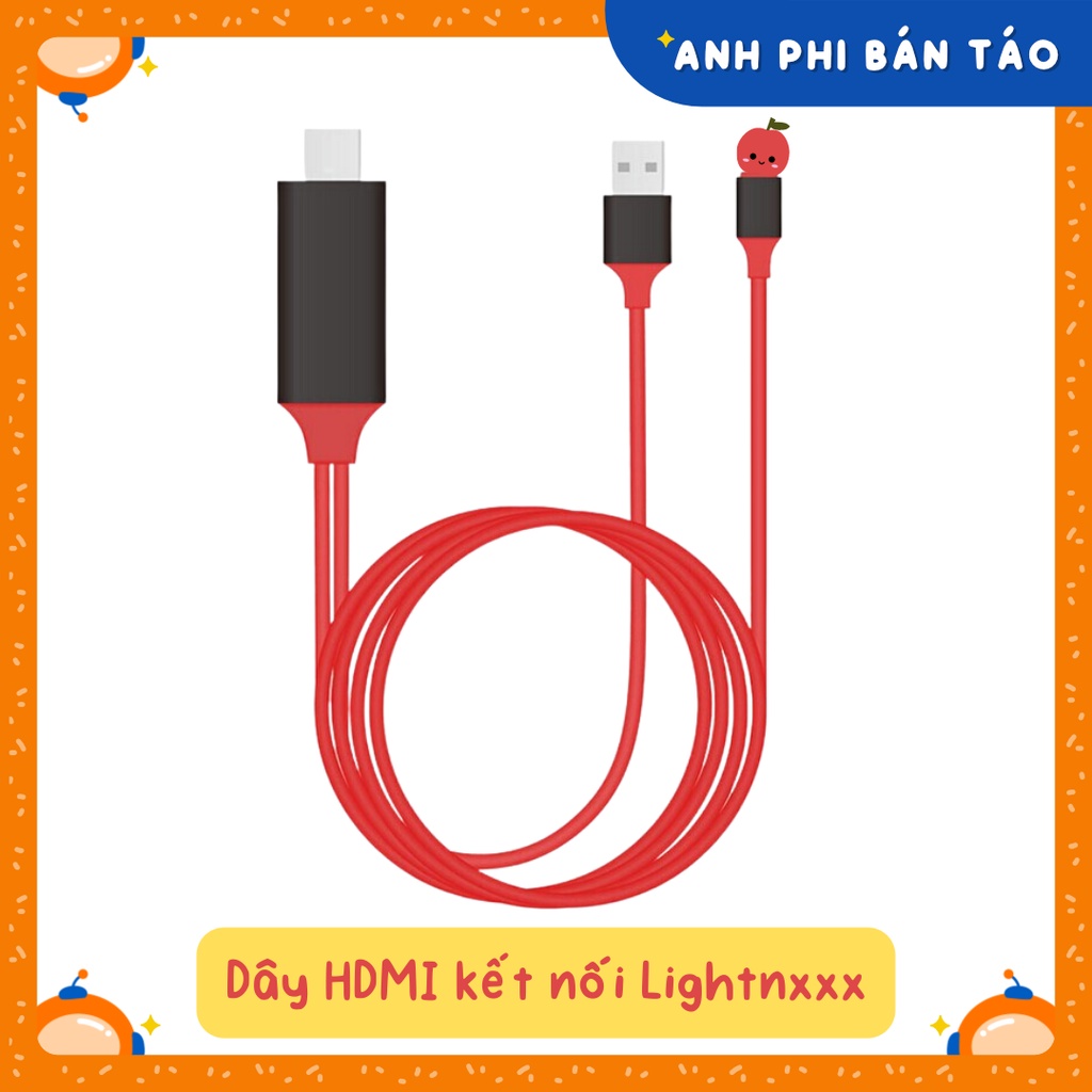 Dây Kết Nối Cao Cấp Giữa Tivi Máy Chiếu (Cổng HDMI) Với Điện Thoại Máy Tính Bảng (Cổng Lightnixxx)