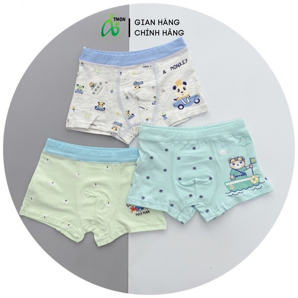 Set 3 quần chip đùi bé trai, quần lót cho trẻ em từ 10 đến 20kg cotton xuất hàn Tmon Kids QATE05