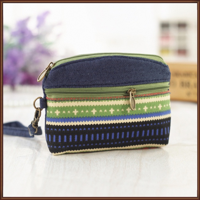 Ví Đựng Tiền Xu Mini Họa Tiết Thổ Cẩm Dành Cho Nữ