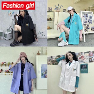 Áo Khoác Ngoài Oversize Tay Lỡ Thêu Hình Bướm Nhiều Màu Sắc Phong Cách Hàn Quốc Thời Trang