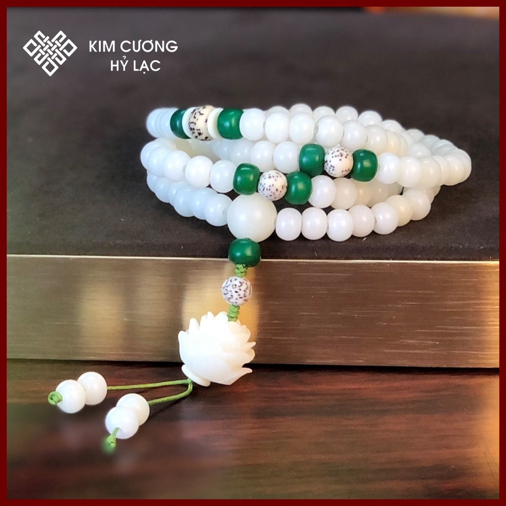 Chuỗi Đeo Tay, Vòng Phong Thủy 108 Hạt [Kim Cương Hỷ Lạc] Hạt Cây Lá Bối 8 Ly