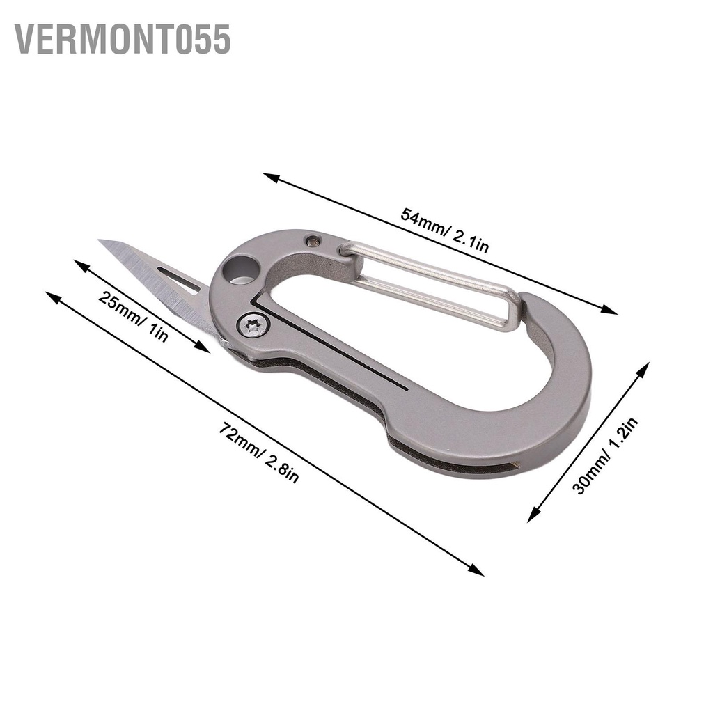 Vermont055 Mini Keychain Dao Hợp kim Titan Di động Đa chức năng Carabiner Gói Mở