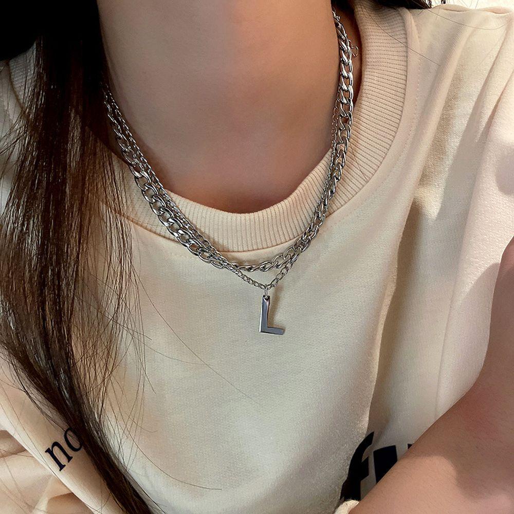 AROMA Vòng cổ Thép Titan Y2K In Chữ Phong Cách Hip Hop Hàn Quốc Cá Tính