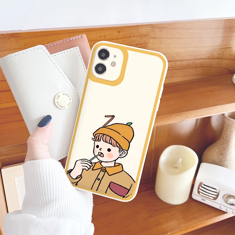 Ốp lưng iphone cặp đôi cute cạnh vuông chống sốc cho iphone  8plus x xsmax 11pro max 12pro 12promax13promax tr1188