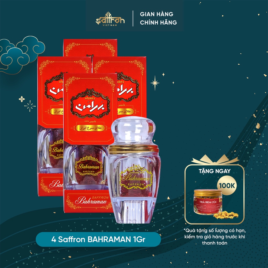 Nhụy Hoa Nghệ Tây Saffron Bahraman 4 hộp 1 gr/hộp