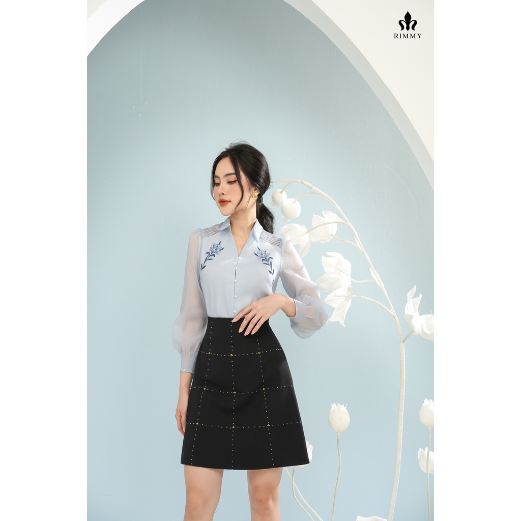 Áo sơ mi thiết kế xanh ghi Rosara shirt Rimmy [AO06-0322]