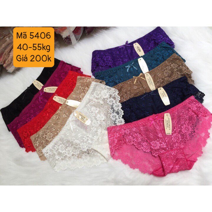BỘ 5 Quần ren Vic lưng trung, không biên 5406
