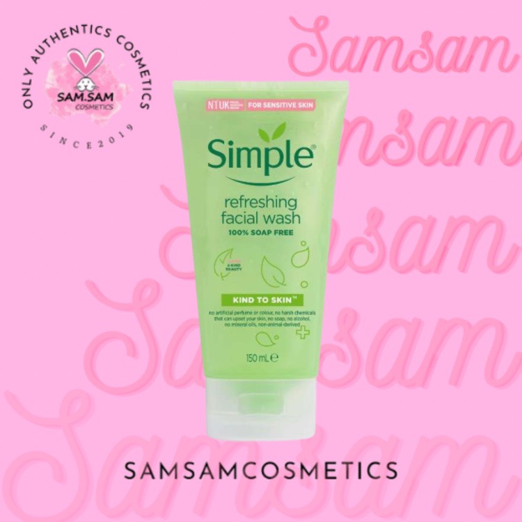 Sữa Rửa Mặt Dạng Gel Simple Kind To Skin Refreshing Facial Wash Gel, SRM sạch sâu Moisturising Facial Wash