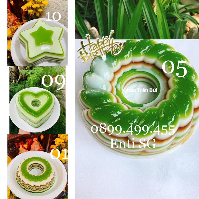 Khuôn Rau Câu, Khuôn Nhận Xôi Cơm Hoa, Trái Tim, Tròn, Ngôi Sao