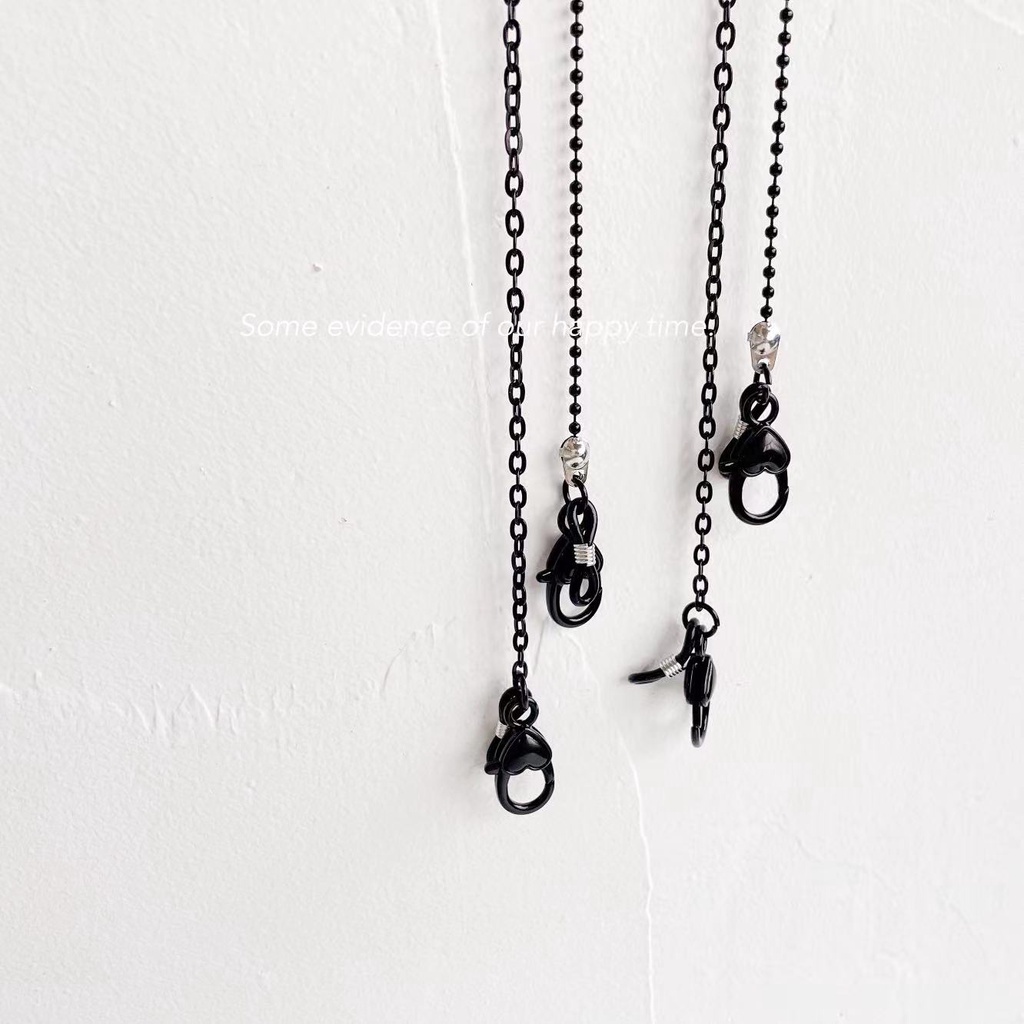 Dây Xích Gắn Mắt Kính Xâu Hạt Acrylic Màu Đen Phong Cách Hàn Quốc Đơn Giản