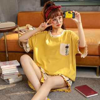 Bộ Đồ Ngủ Ngắn Tay In Họa Tiết Xinh Xắn Dành Cho Nữ