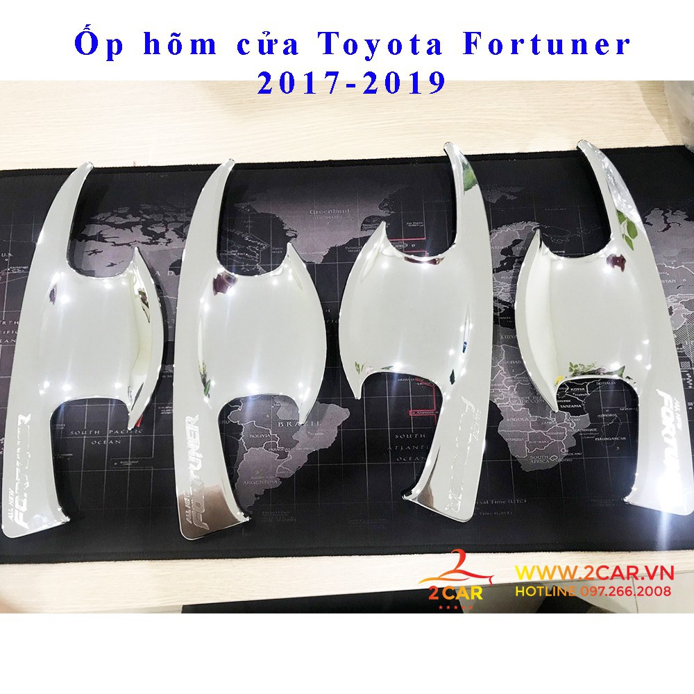 Ốp tay + hõm cửa xe Toyota Fortuner 2016-2021 nhựa mạ crom cao cấp