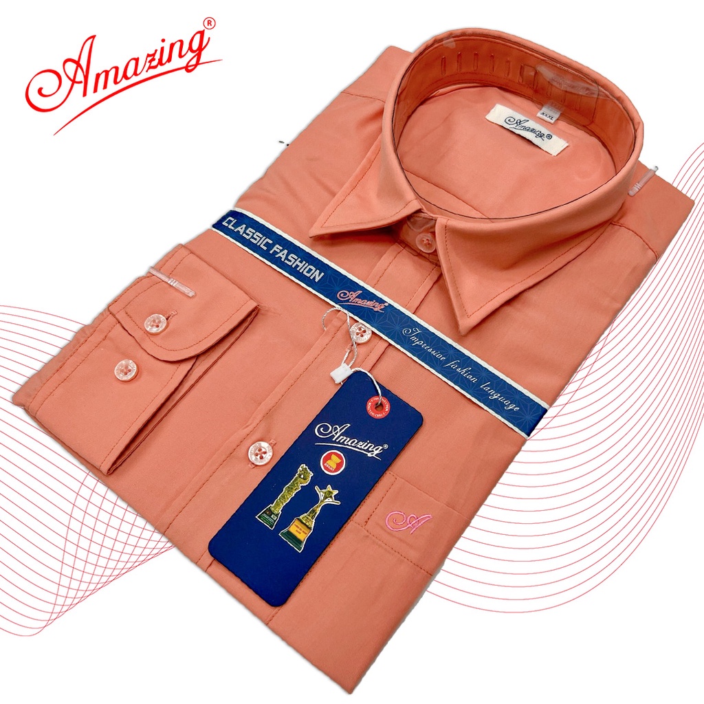 Áo sơ mi nam màu Amazing, thời trang công sở, size tới 100kg, form chuẩn, vạt bầu, tay dài nhã nhặn