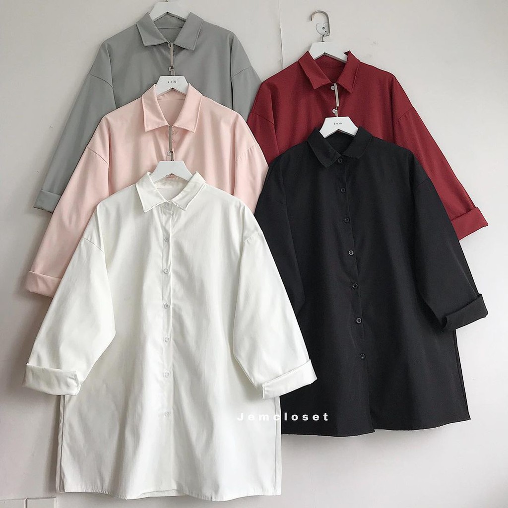 Áo Sơ Mi Nữ Đẹp Tay Lỡ Có Nhiều Màu Form Rộng Kiểu Bassic Đơn Giản Dễ Mặc Chani - 10016 JEMCLOSET