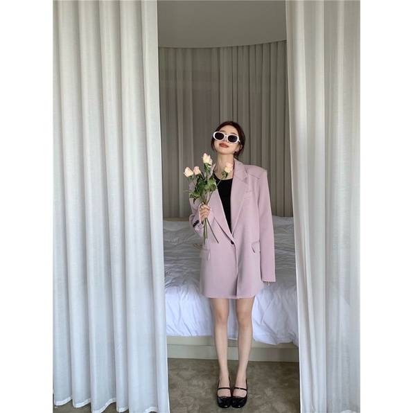 ÁO KHOÁC BLAZER DÁNG RỘNG HÀN QUỐC MÀU TÍM PASTEL ĐỘC LẠ