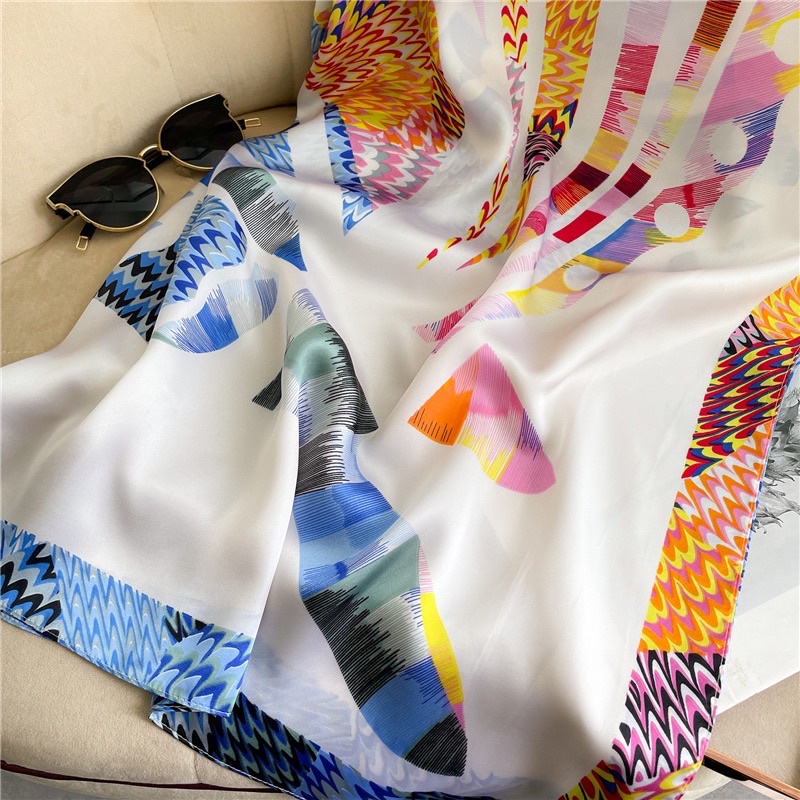 Khăn turban lụa vuông choàng cổ thanh lịch size 108x108cm nhiều mẫu