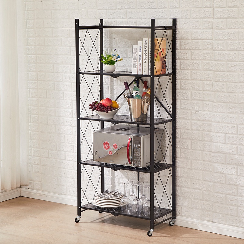 🆓 Kệ Sắt - Kệ Để Đồ Đa Năng Gấp Gọn Có Bánh Xe - 5 TẦNG - Tiện Ích Cho Nhà Bếp, Phòng Ngủ, Phòng Khách