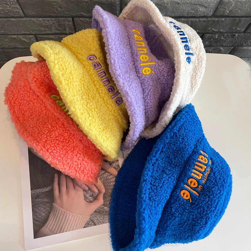 Mũ Bucket Lông Cừu Chống Gió Giữ Ấm Mùa Thu Đông Phong Cách Hàn Quốc Cho Bé