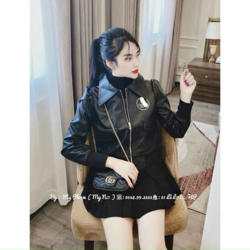 Áo khoác da nữ dáng croptop phong cách ulzzang Hàn Quốc | BigBuy360 - bigbuy360.vn