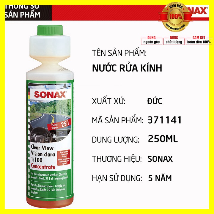 Nước rửa kính đậm đặc và làm trong kính lái ô tô Sonax 371141 dung tích 250ml Xuất xứ Đức