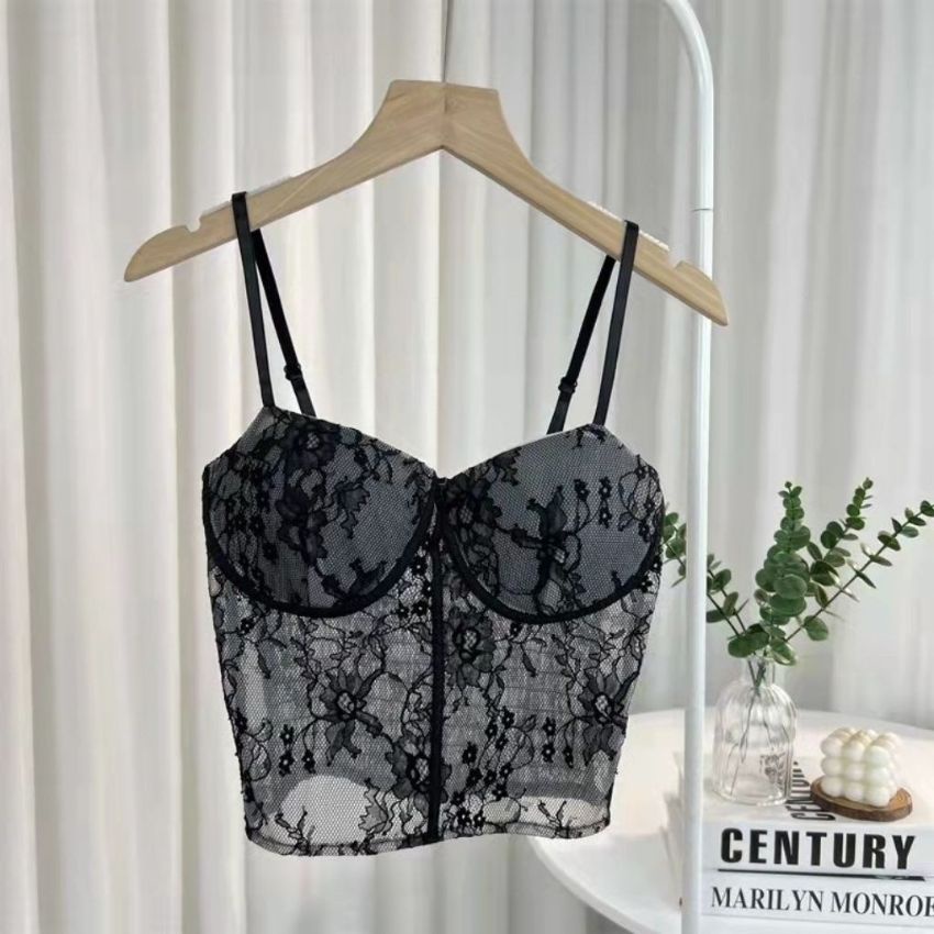 Áo bra nữ ren 2 dây sexy, áo ngực đệm mút mỏng phong cách croptop đẹp và dễ thương - B1874