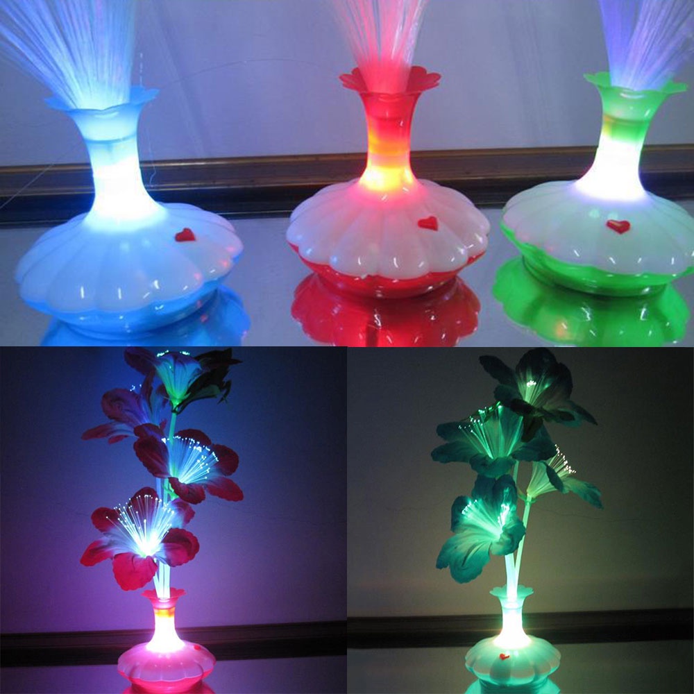 LED Fiber Flower Vase Kapok Vase Shaped Fiber Optic Lamp