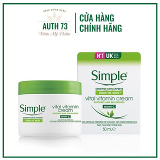 Kem dưỡng ẩm Cho Da Ban Đêm Simple Kind To Skin Vital Vitamin Night 50ml
