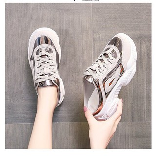 Giầy thể thao nữ (FREE SHIP + Tặng Tất),Dáng sục màu ánh bạc độn đế 5p đi êm chân, lỗi 1 đổi 1 miễn ship