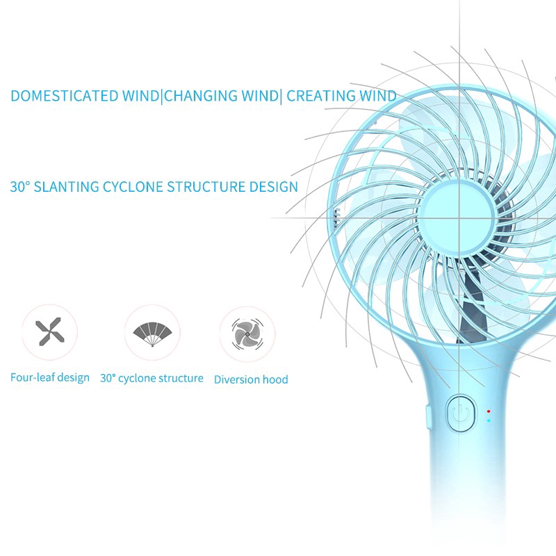 Quạt mini cầm tay 2.7W 5V có thể sạc pin qua cổng USB tiện lợi kèm dây cáp | BigBuy360 - bigbuy360.vn