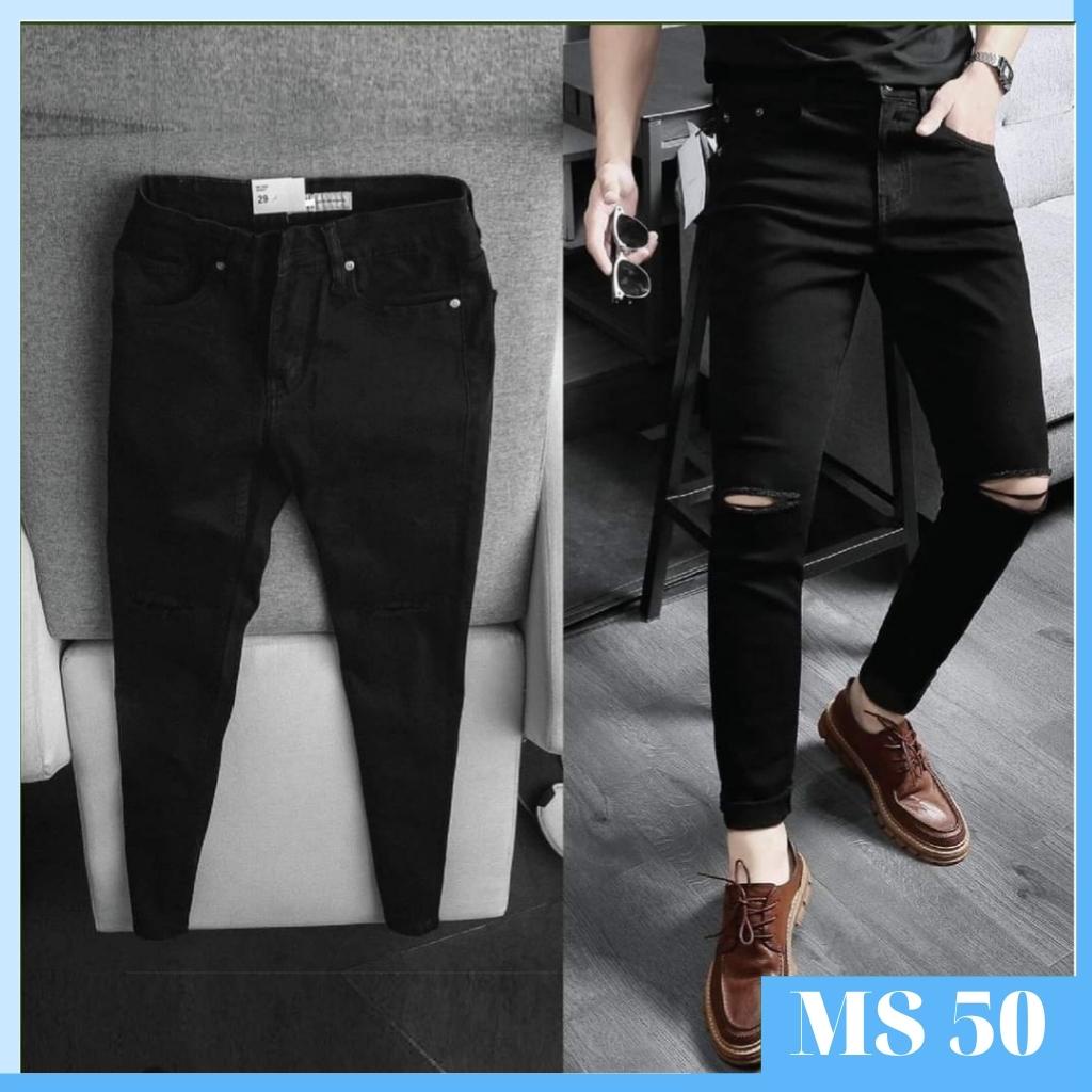 Quần jean nam xanh trắng không rách gối chất bò cao cấp co dãn 4 chiều đẹp from dáng rin skinny YuMy JM338