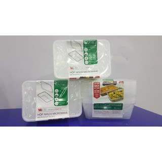 Combo 10 Hộp nhựa vuông 750ml Microwave ( Thuận Lợi )