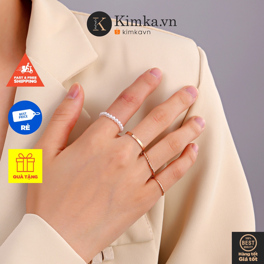 (0376) Bộ Set 4 Nhẫn Đơn Giản Tinh Tế Phong Cách Hàn Quốc