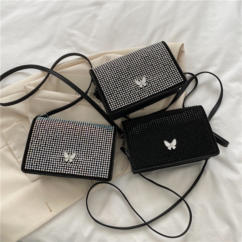 Túi Đeo JASMIN NOIR Chéo Đính Kim Cương Có Khóa Cho Nữ