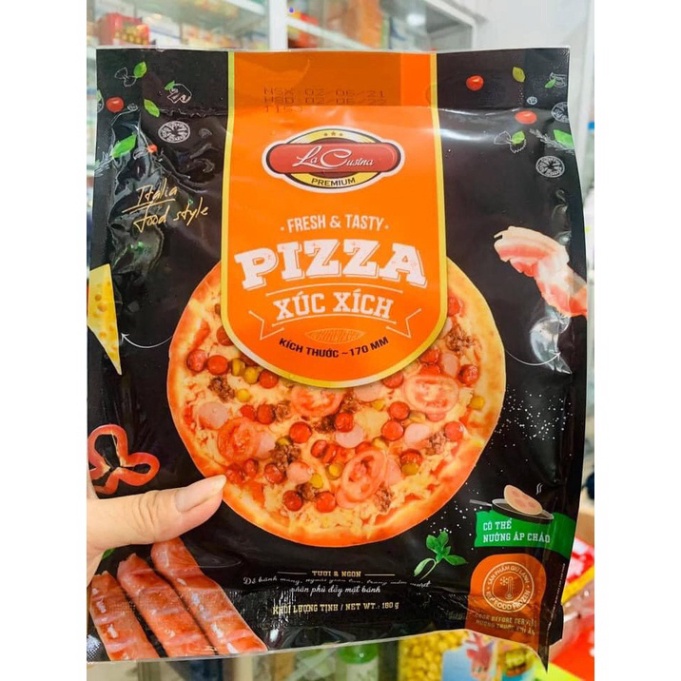 [Q7] Pizza hải sản/Xúc Xích/Bò Bằm Lacusina 180g - nuongfood