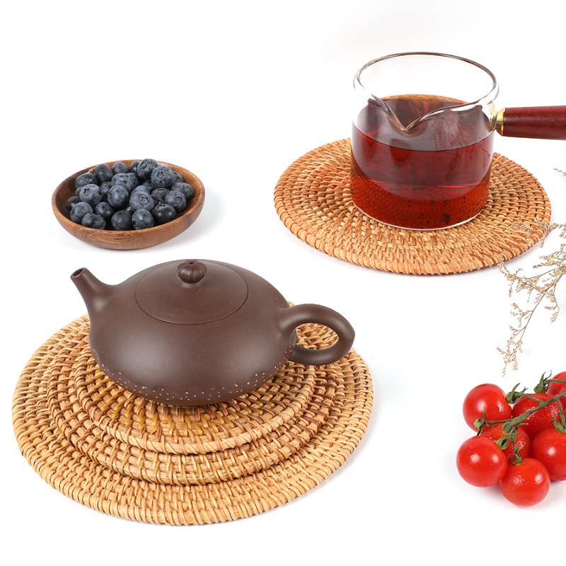 Đế lót ly, lót bình trà, lót nồi bằng mây dùng làm phụ kiện trang trí chụp ảnh