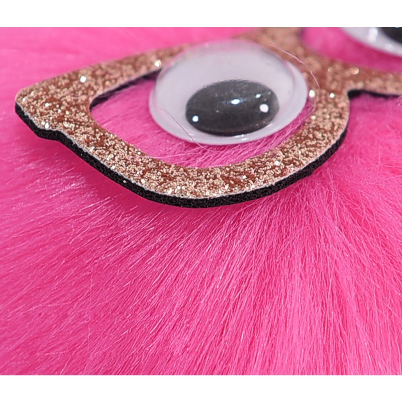 Mojito Móc Khóa Hình Mắt Kính Phối Lông Thỏ Giả Mềm Mại Dễ Thương