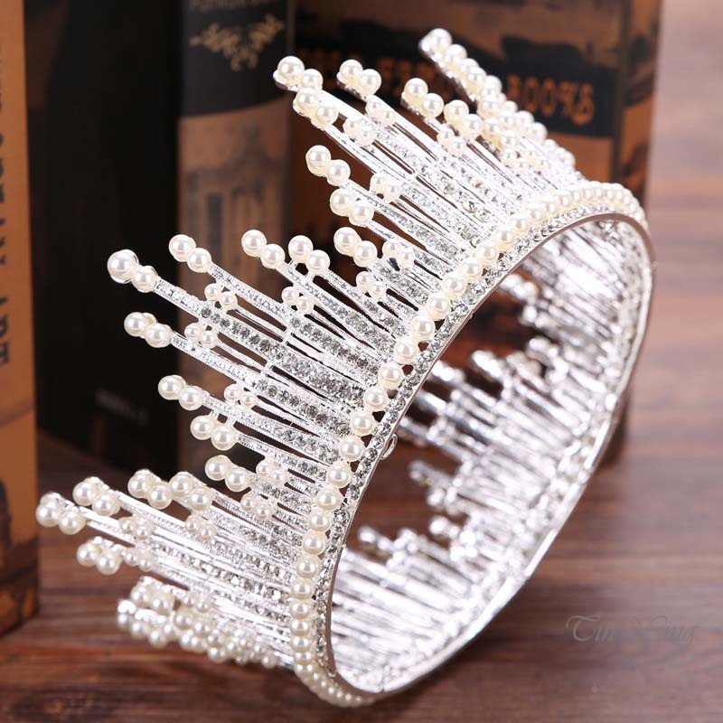 GETNOIVAS Vương Miện Đính Đá Tròn Sang Trọng Cho Cô Dâu