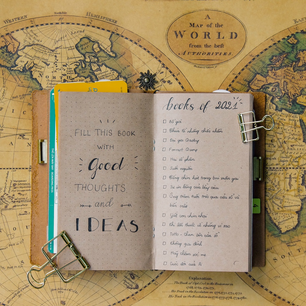 Sổ tay nâu chấm lưới 64 trang 11x20cm bìa mềm mỏng nhẹ bỏ túi vintage - Noteworthy kraft dotgrid journals