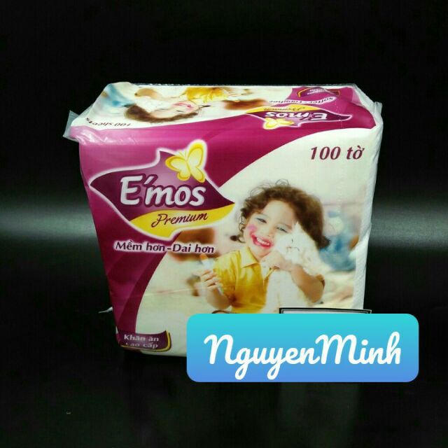 Combo 10 bịch giấy ăn Emos Premium lớn 100 tờ