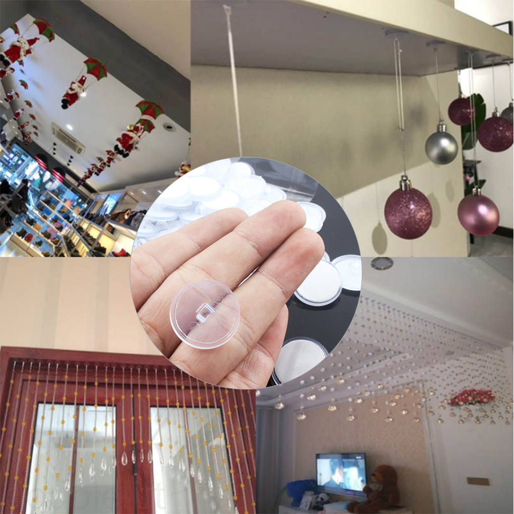 20pcs Ceiling Disc Hooks PVC Sunshade Sucker Hooks Transparent Self Adhesive Ceiling Suctions doublelift store