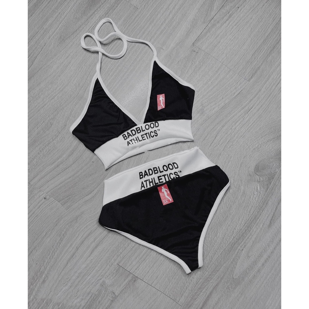 Set bộ bikini đi biển 2 dây mảnh tam giác viền trắng phối chữ sexy BADBLOOD | BigBuy360 - bigbuy360.vn