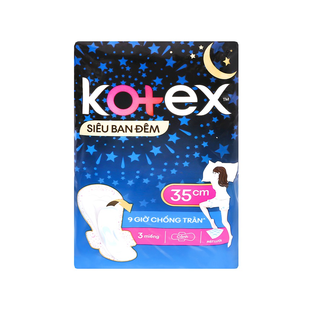 Băng vệ sinh ban đêm Kotex Style Lưới siêu thấm siêu mỏng cánh 35cm (3 miếng)